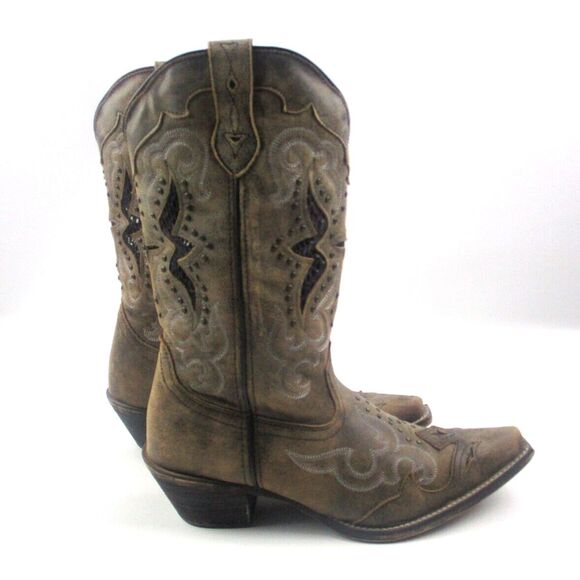 Laredo Lucretia Women's Brown Leather Pull On Western Boots Size 9.5 W  #52133 - Picture 3 of 11